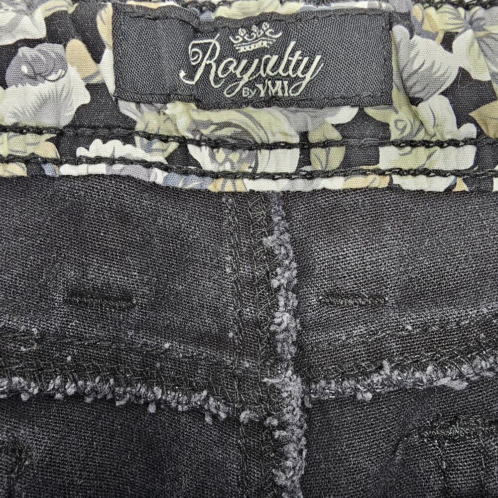 Royalty By YMI Womans size 12 Black Denim Jeans Embellished Pockets Flare Legs - Picture 6 of 9